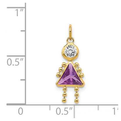 14k Yellow Gold 14k February Girl Birthstone Charm