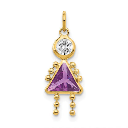14k Yellow Gold 14k February Girl Birthstone Charm