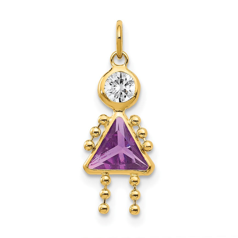 14k Yellow Gold 14k February Girl Birthstone Charm