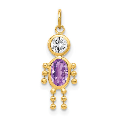 14k Yellow Gold 14k February Boy Birthstone Charm