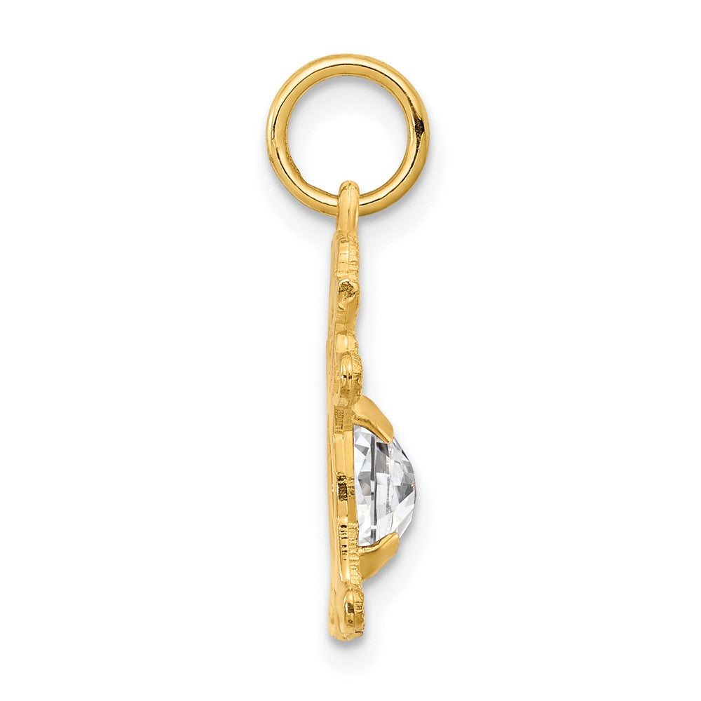 14k Yellow Gold 14K Girl 6x4 Oval Genuine White Topaz-April