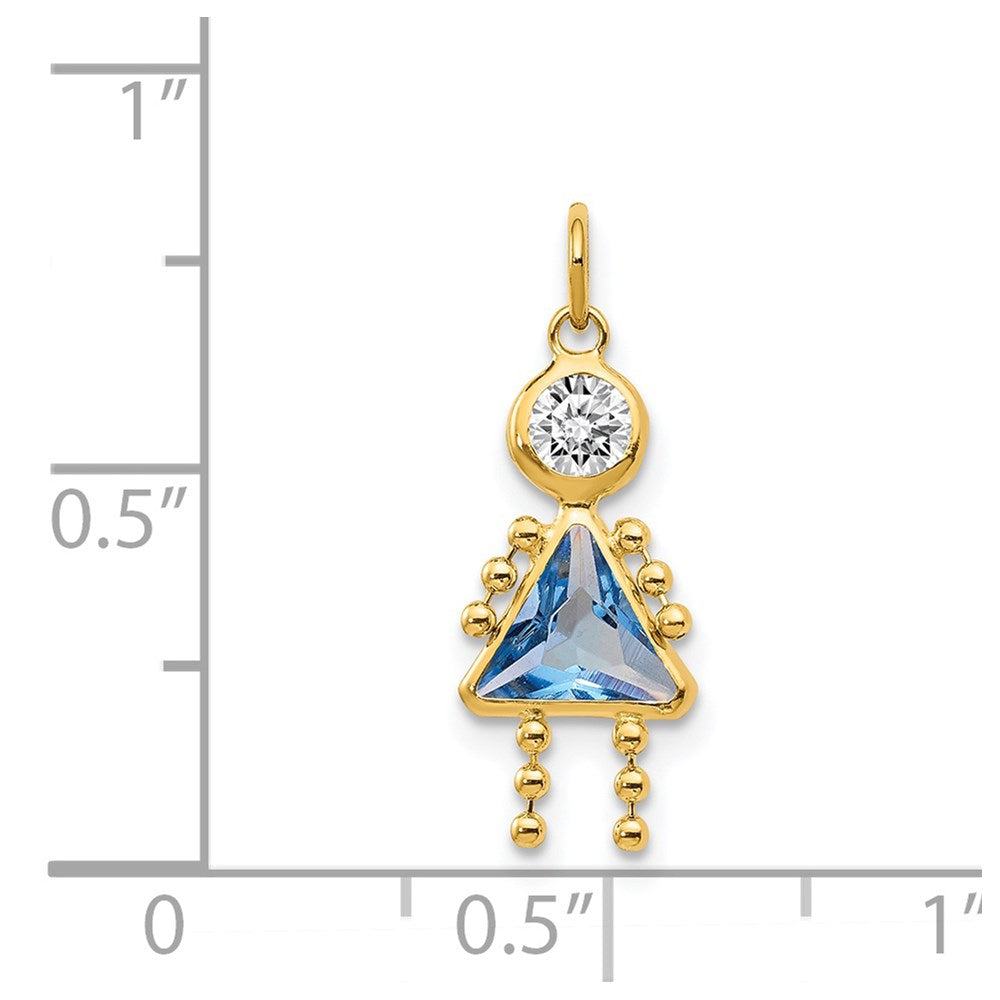 14k Yellow Gold 14k March Girl Birthstone Charm