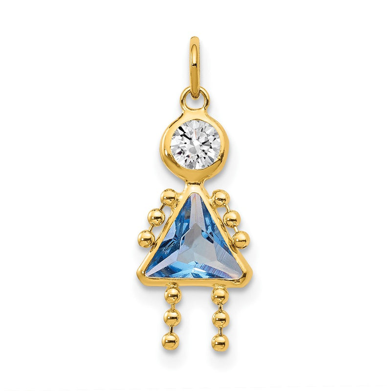 14k Yellow Gold 14k March Girl Birthstone Charm