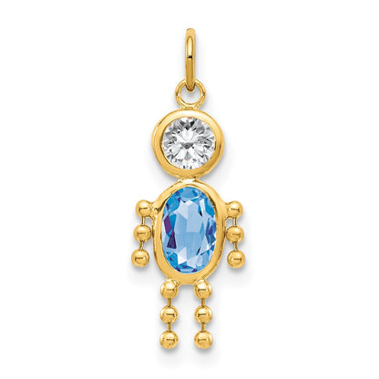 14k Yellow Gold 14k March Boy Birthstone Charm