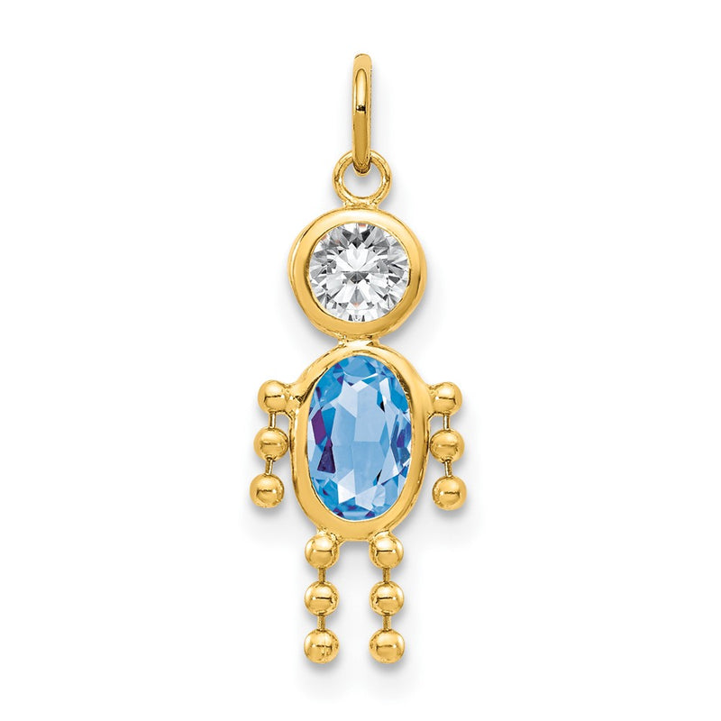 14k Yellow Gold 14k March Boy Birthstone Charm