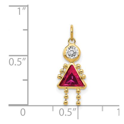 14k Yellow Gold 14k July Girl Birthstone Charm
