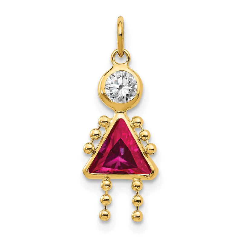 14k Yellow Gold 14k July Girl Birthstone Charm