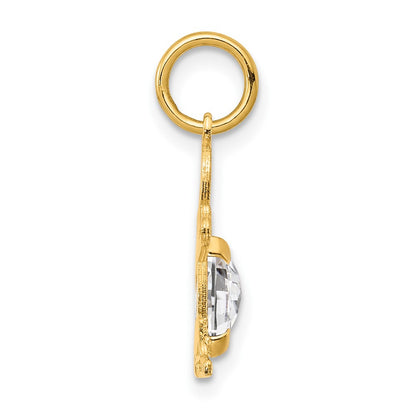 14k Yellow Gold 14K Boy 6x4 Oval Genuine White Topaz-April