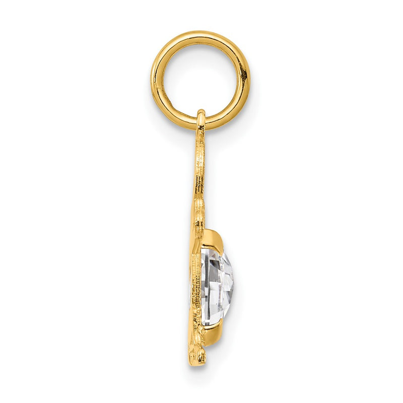 14k Yellow Gold 14K Boy 6x4 Oval Genuine White Topaz-April