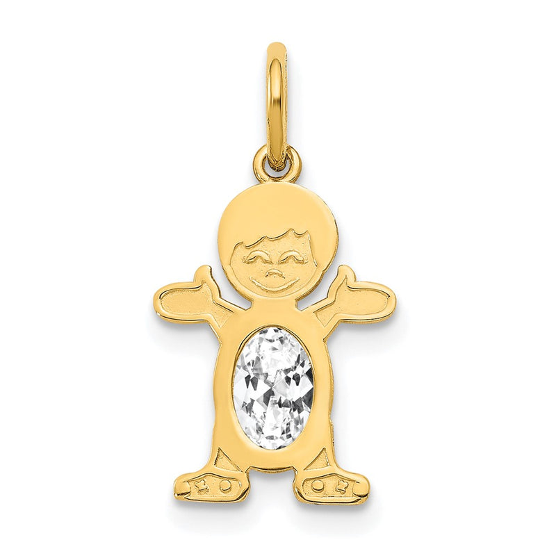 14k Yellow Gold 14K Boy 6x4 Oval Genuine White Topaz-April