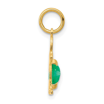 14k Yellow Gold 14K Boy 6x4 Oval Genuine Emerald-May