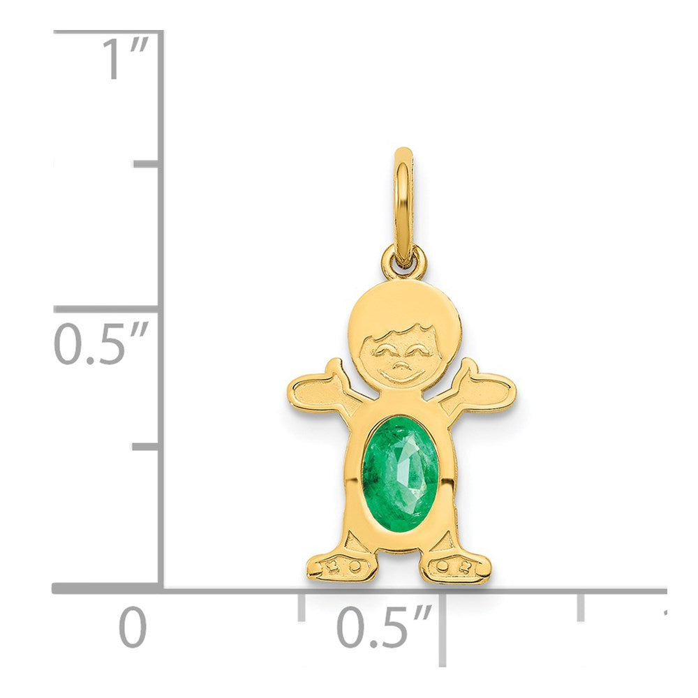 14k Yellow Gold 14K Boy 6x4 Oval Genuine Emerald-May