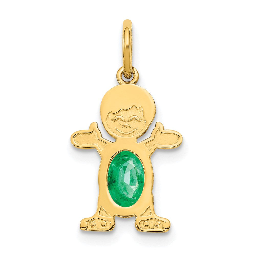 14k Yellow Gold 14K Boy 6x4 Oval Genuine Emerald-May