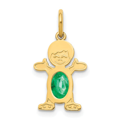 14k Yellow Gold 14K Boy 6x4 Oval Genuine Emerald-May