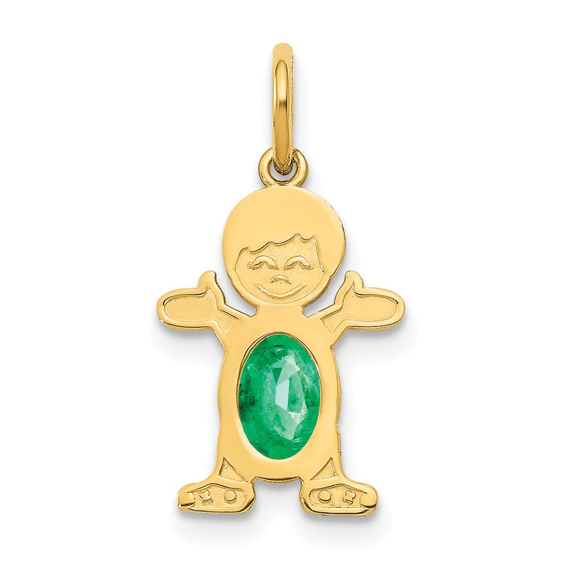 14k Yellow Gold 14K Boy 6x4 Oval Genuine Emerald-May