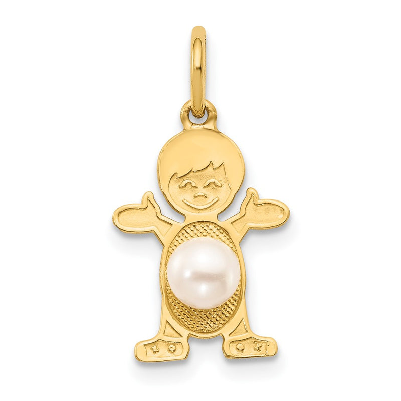 14k Yellow Gold 14K Boy 4mm FW Cultured Pearl-June