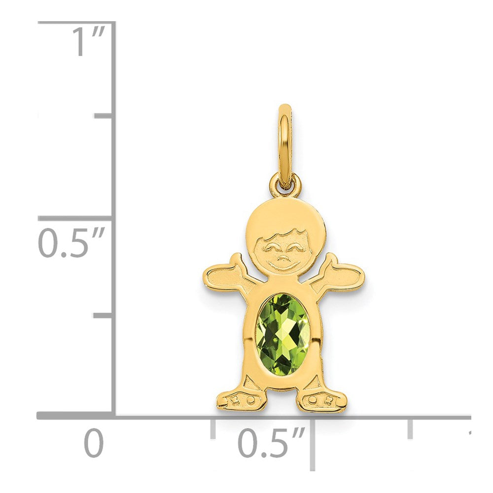 14k Yellow Gold 14K Boy 6x4 Oval Genuine Peridot-August