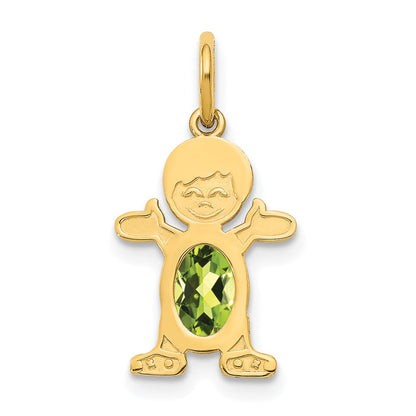 14k Yellow Gold 14K Boy 6x4 Oval Genuine Peridot-August