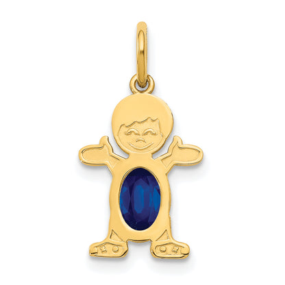 14k Yellow Gold 14K Boy 6x4 Oval Genuine Sapphire-September