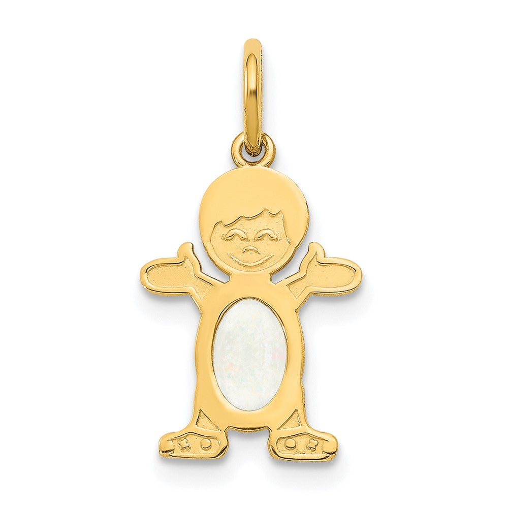14k Yellow Gold 14K Boy 6x4 Oval Genuine Opal-October
