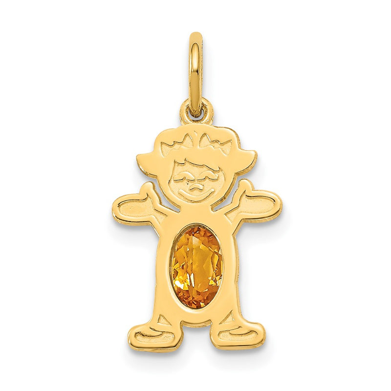 14k Yellow Gold 14K Girl 6x4 Oval Genuine Citrine-November