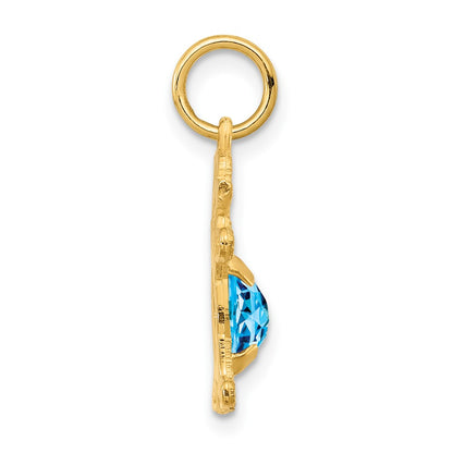 14k Yellow Gold 14K Girl 6x4 Oval Genuine Blue Topaz-December