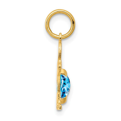 14k Yellow Gold 14K Boy 6x4 Oval Genuine Blue Topaz-December