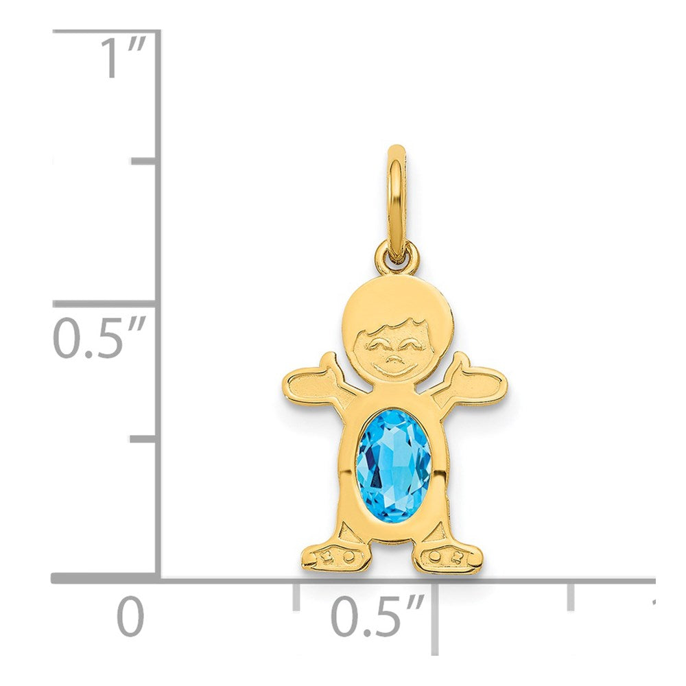 14k Yellow Gold 14K Boy 6x4 Oval Genuine Blue Topaz-December