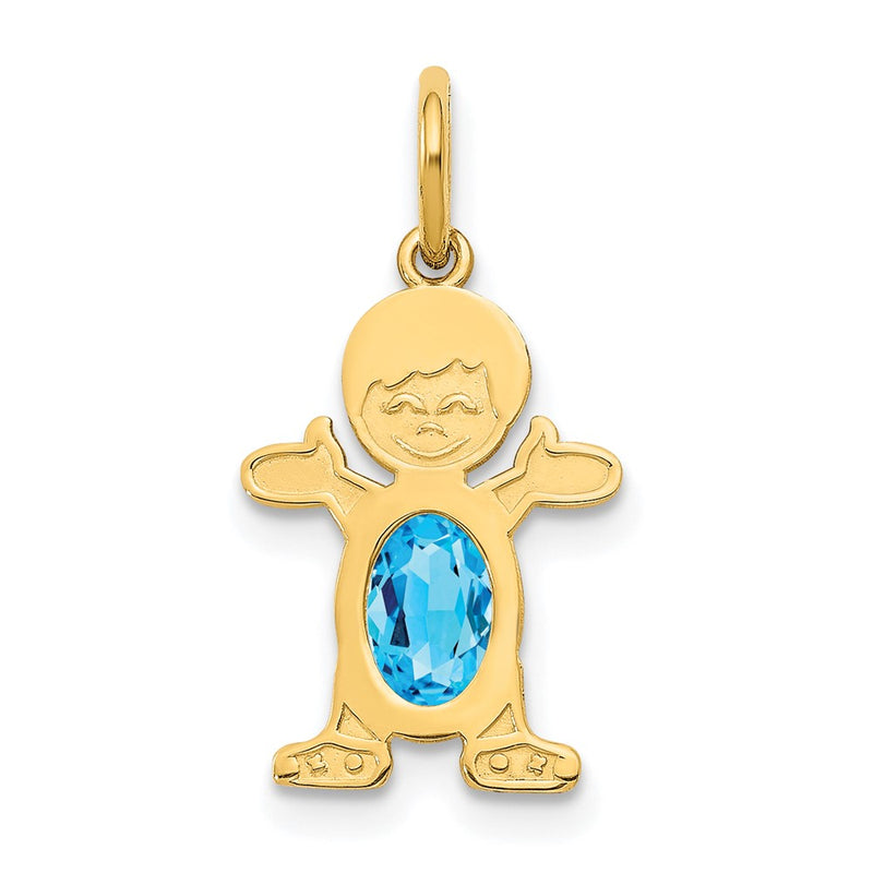 14k Yellow Gold 14K Boy 6x4 Oval Genuine Blue Topaz-December