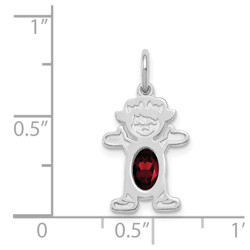 14k White Gold 14K White Gold Girl 6x4 Oval Genuine Garnet-January