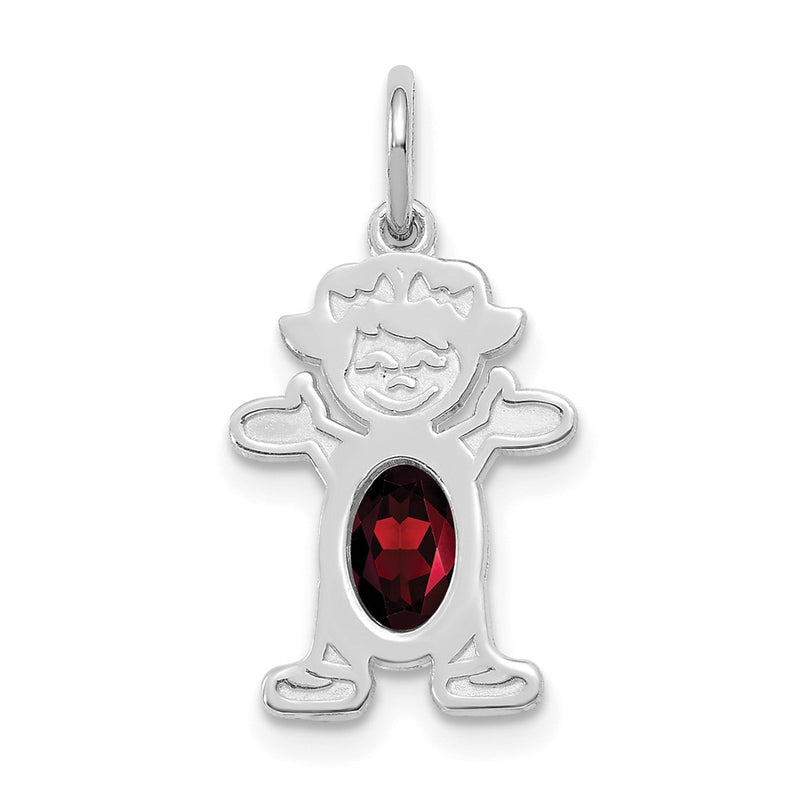 14k White Gold 14K White Gold Girl 6x4 Oval Genuine Garnet-January