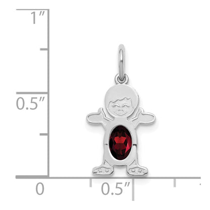 14k White Gold 14K White Gold Boy 6x4 Oval Genuine Garnet-January