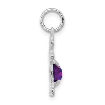 14k White Gold 14K White Gold Girl 6x4 Oval Genuine Amethyst-February