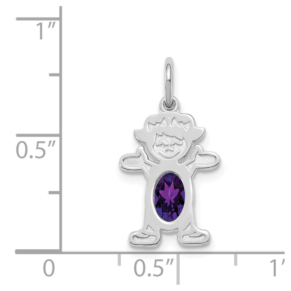 14k White Gold 14K White Gold Girl 6x4 Oval Genuine Amethyst-February