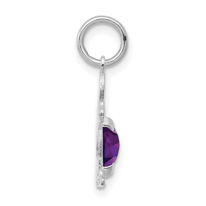 14k White Gold 14K White Gold Boy 6x4 Oval Genuine Amethyst-February
