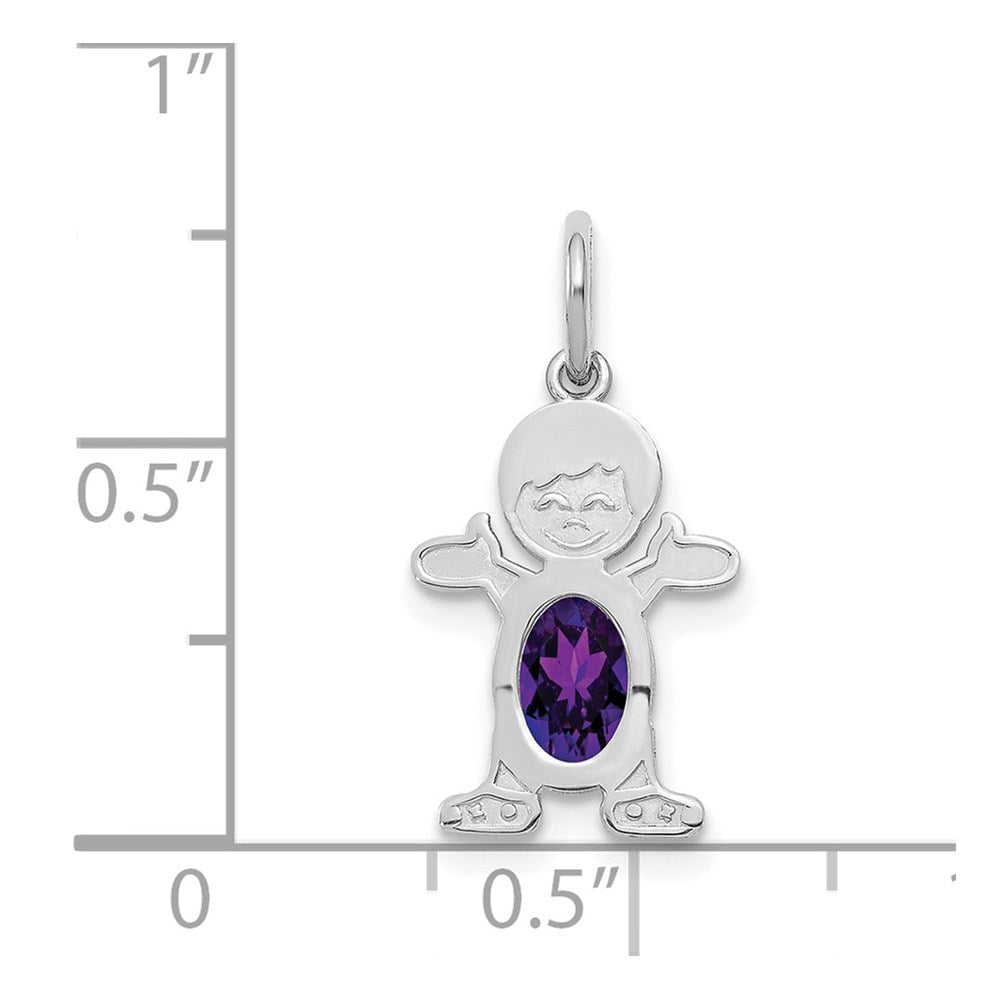 14k White Gold 14K White Gold Boy 6x4 Oval Genuine Amethyst-February
