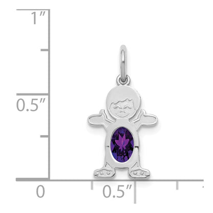 14k White Gold 14K White Gold Boy 6x4 Oval Genuine Amethyst-February
