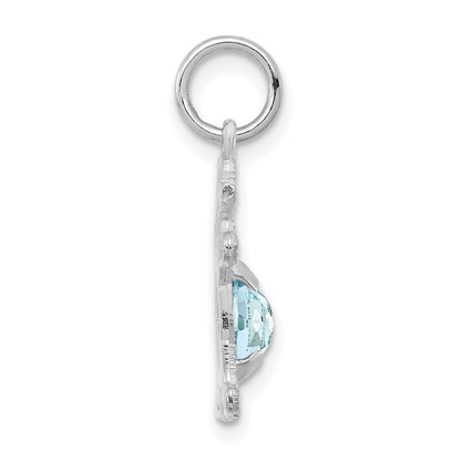14k White Gold 14K White Gold Girl 6x4 Oval Genuine Aquamarine-March