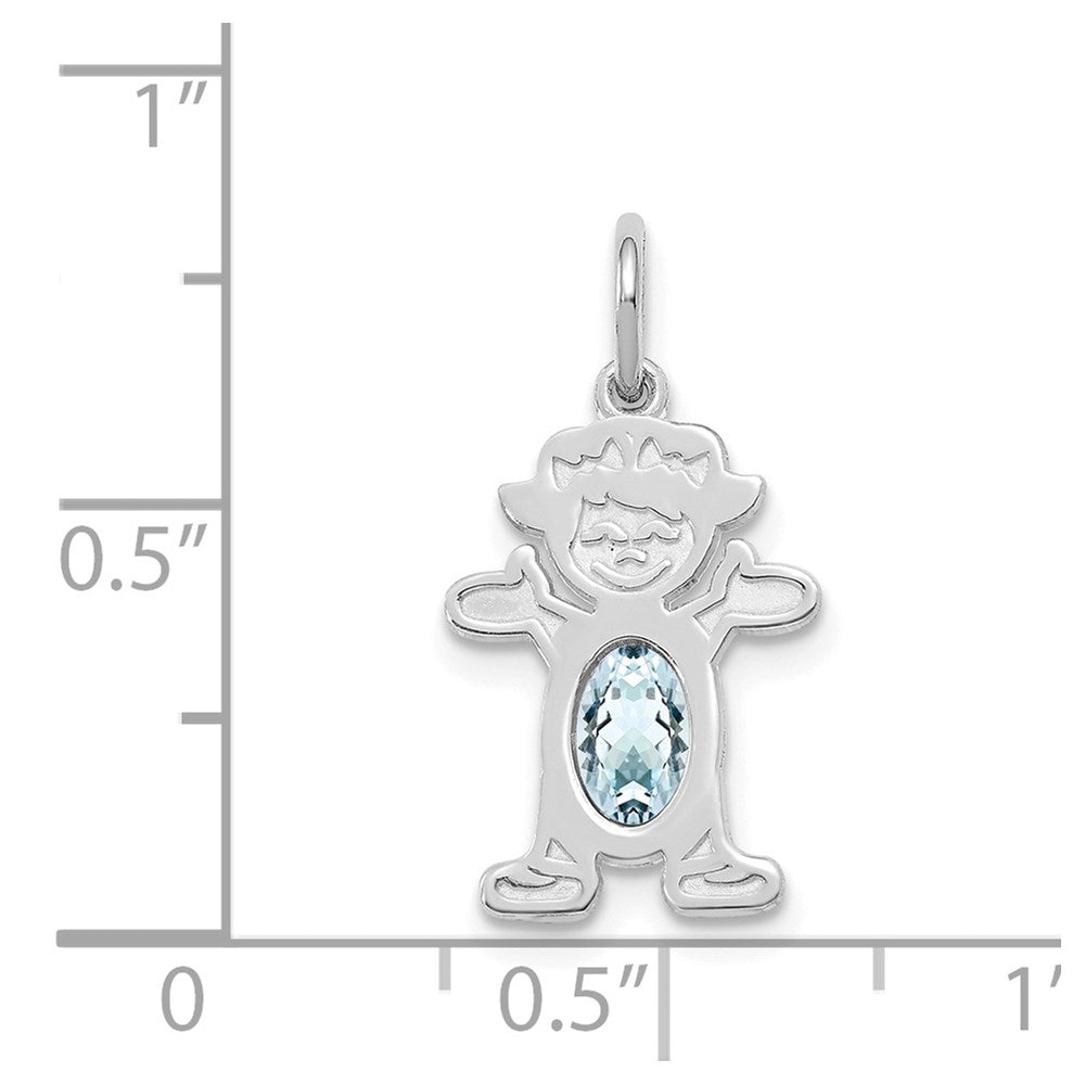 14k White Gold 14K White Gold Girl 6x4 Oval Genuine Aquamarine-March
