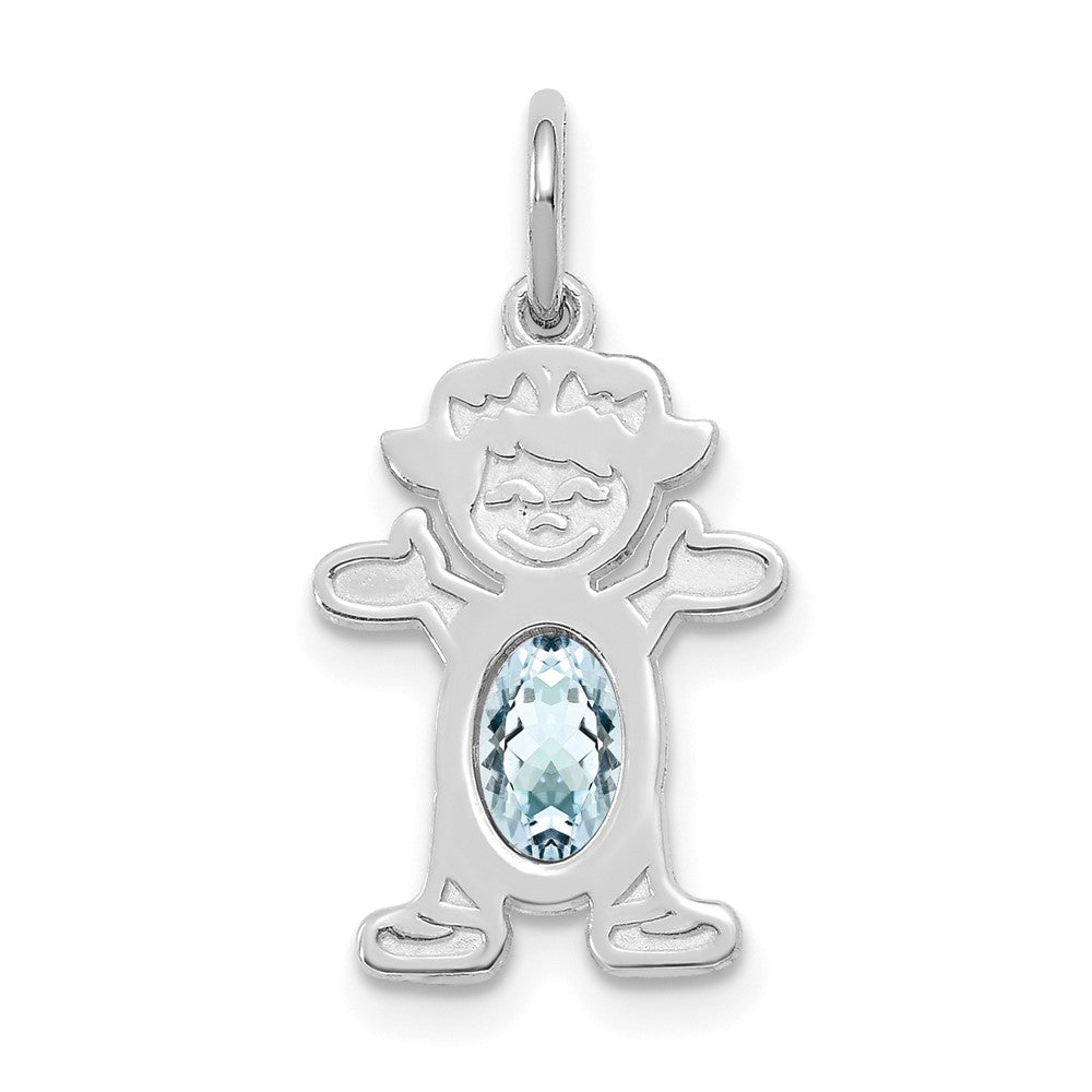 14k White Gold 14K White Gold Girl 6x4 Oval Genuine Aquamarine-March