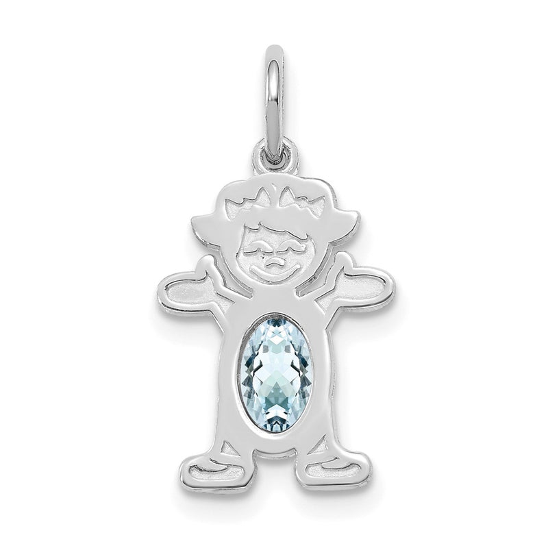 14k White Gold 14K White Gold Girl 6x4 Oval Genuine Aquamarine-March