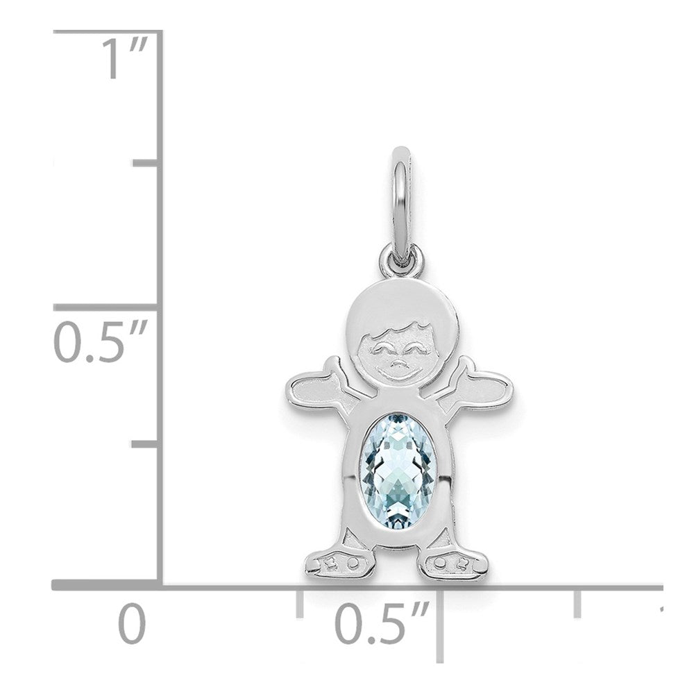 14k White Gold 14K White Gold Boy 6x4 Oval Genuine Aquamarine-March