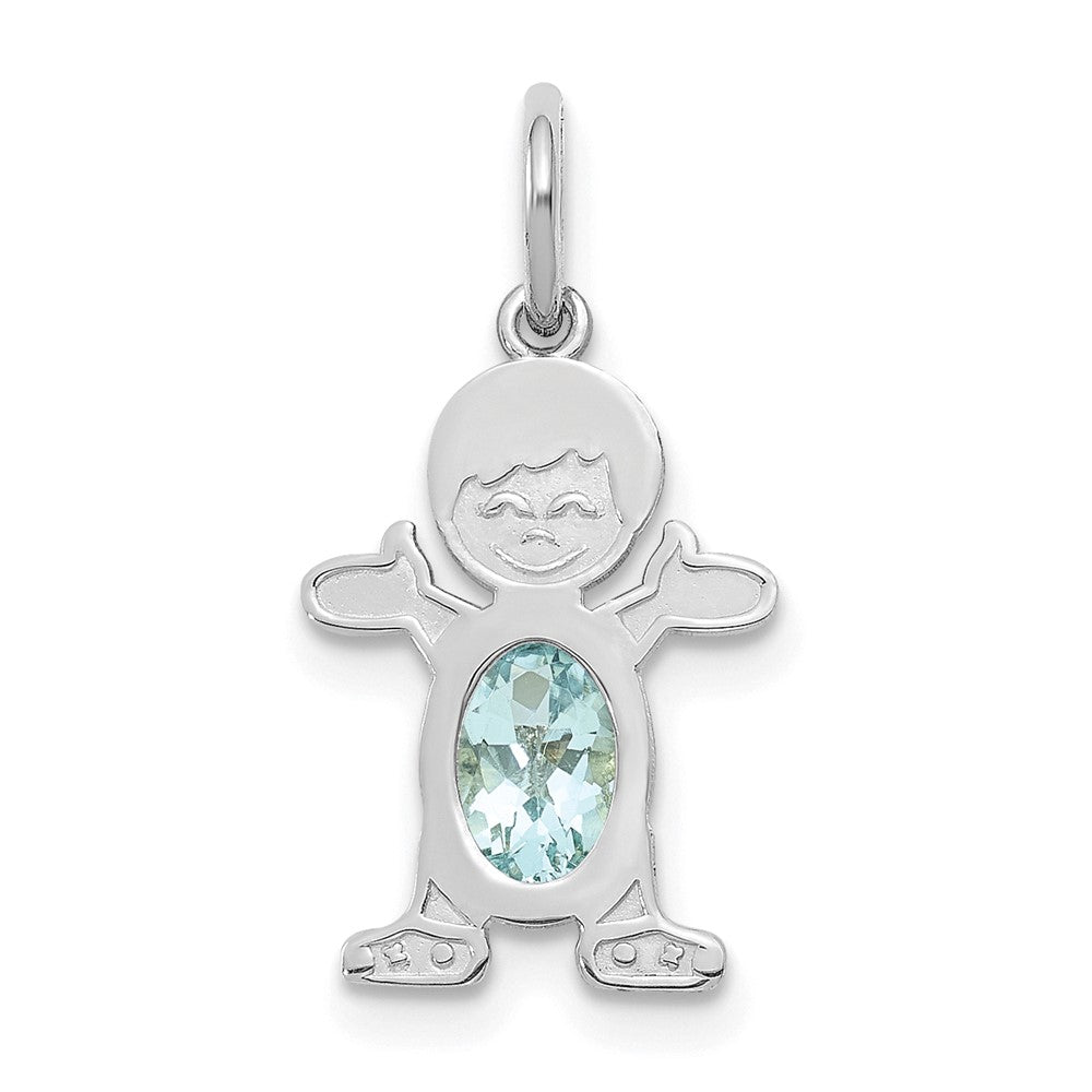 14k White Gold 14K White Gold Boy 6x4 Oval Genuine Aquamarine-March