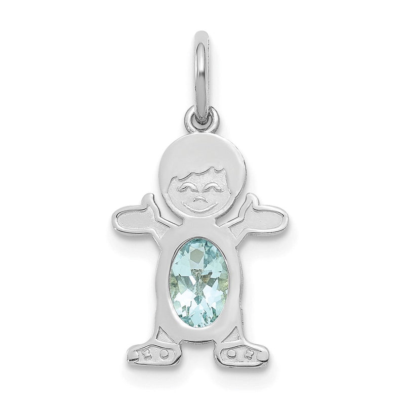 14k White Gold 14K White Gold Boy 6x4 Oval Genuine Aquamarine-March