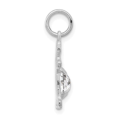 14k White Gold 14K White Gold Girl 6x4 Oval Genuine White Topaz-April