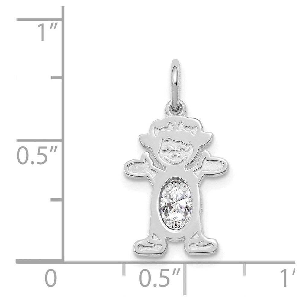 14k White Gold 14K White Gold Girl 6x4 Oval Genuine White Topaz-April
