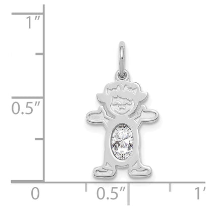 14k White Gold 14K White Gold Girl 6x4 Oval Genuine White Topaz-April