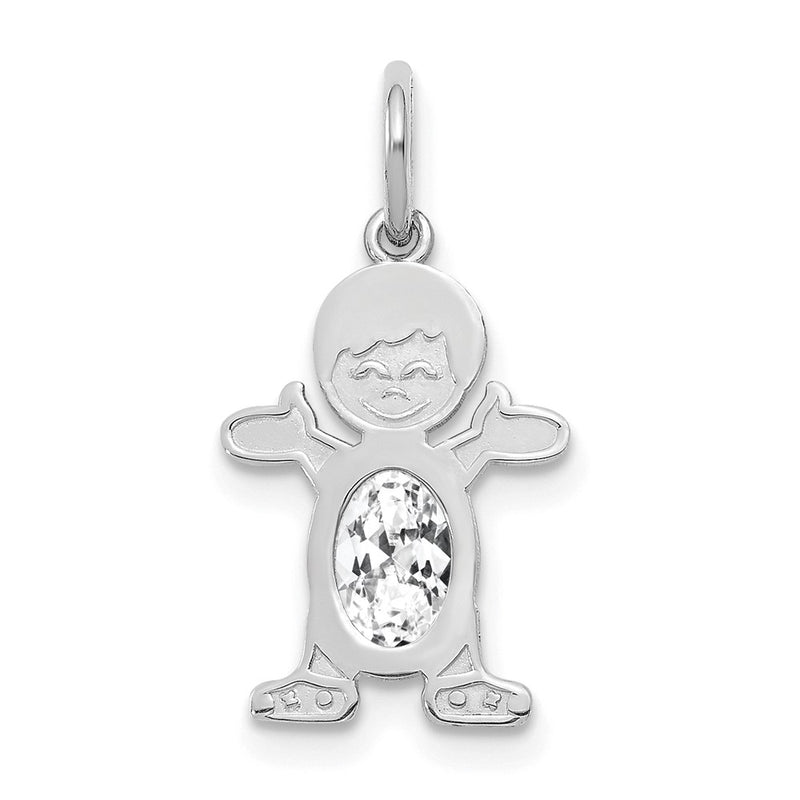 14k White Gold 14K White Gold Boy 6x4 Oval Genuine White Topaz-April