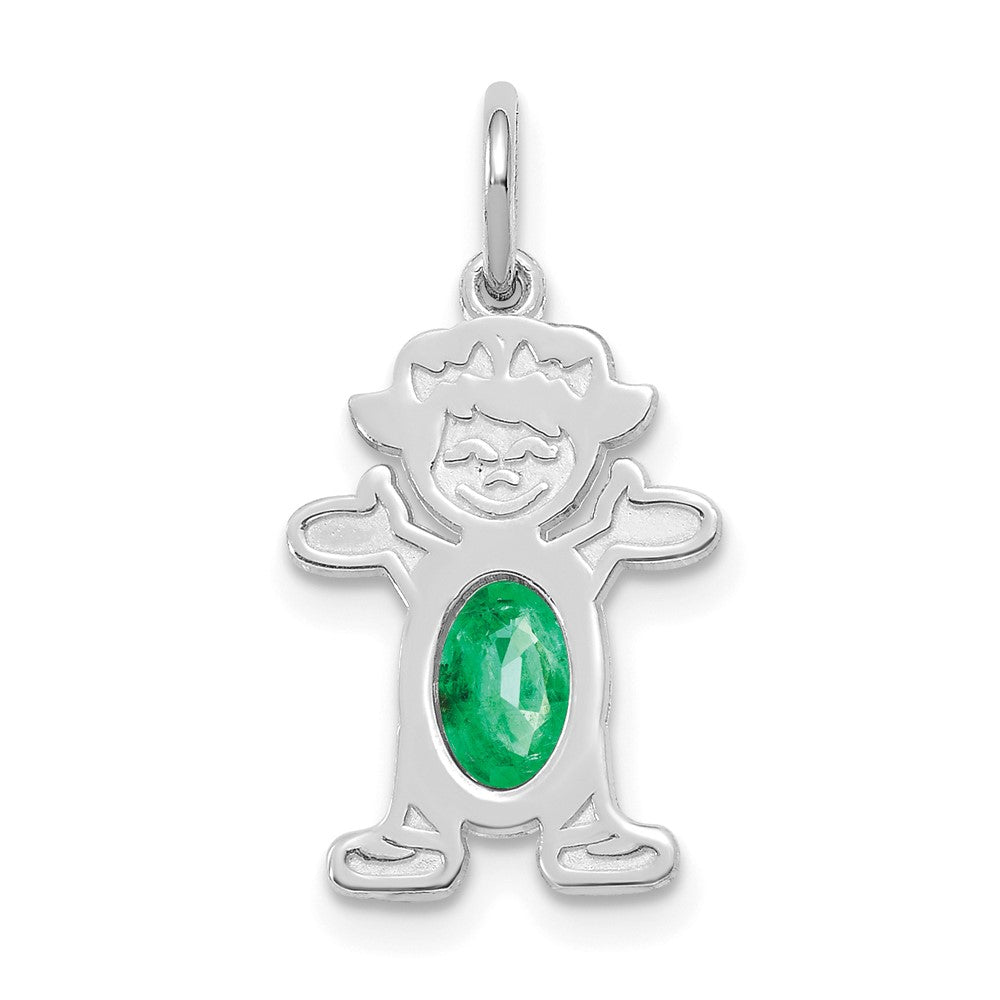 14k White Gold 14K White Gold Girl 6x4 Oval Genuine Emerald-May
