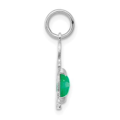 14k White Gold 14K White Gold Boy 6x4 Oval Genuine Emerald-May